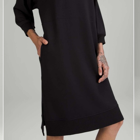 Lululemon Modal Fleece Funnel Neck Dress Size 6 in Black - Picture 8 of 15